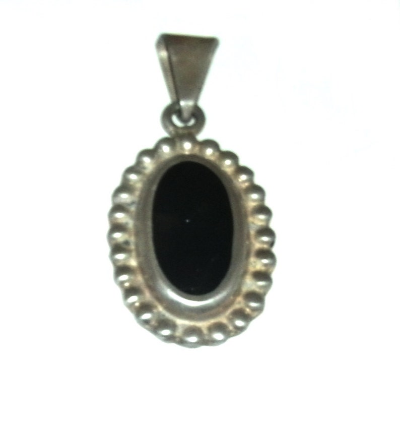 Vintage Mexico 925 Sterling Silver and Onyx Pendant Etsy