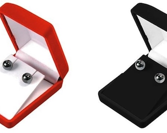 Black and Red Velvet Velour Large Earring or Pendant Chain with Flap Jewelry Display Gift Box