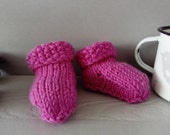 Pink Baby girls Wool Booties Merino wool knitted booties / shoes