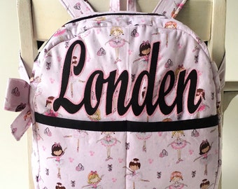 Ballerina Bag - Dance Bag- Girly Backpack- Pink Backpack - Girls Backpack - Preschool Backpack - Toddler Backpack - Back to School - Pretty