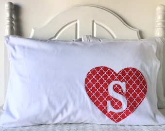 Sweetheart Pillowcase - Heart Pillowcase - Kids Pillowcase - Unique Pillowcase - Cute Pillowcase - Red Pillowcase