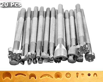 20PCS Leather Tools Working Saddle Making Set Carving Craft Stamps Punch DIY