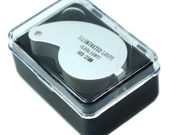 Mini Illuminated 40X - 25mm Jewelers Loupe / Magnifier with LED Lights