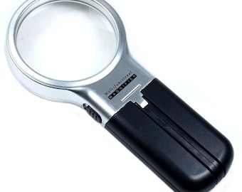 3X Illuminated Magnifier 3" Lighted Magnifying Glass LED Folding Stand