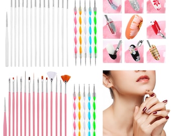 20 pcs Nail Art Gel Design Pen Painting Polish Brush Dotting Drawing Tools Set