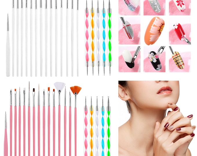 20 pcs Nail Art Gel Design Pen Painting Polish Brush Dotting Drawing Tools Set