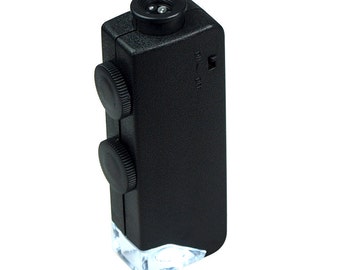 Mini 60X - 100X Zoom Lighted Microscope Jewelers Loupe Magnifying Glass