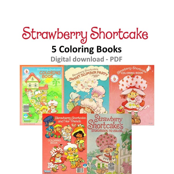 OFFER!! 5 Strawberry Shortcake's books coloring books instant download, PDF format