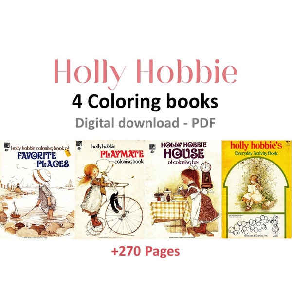 OFFER!! 4 Holly Hobbie coloring books, printable coloring book, things to color, instant download, books to color, PDF format