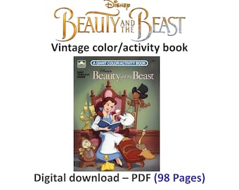The Beauty and the beast Coloring book, vintage fairy tales, coloring and activity books, Instant Download, PDF