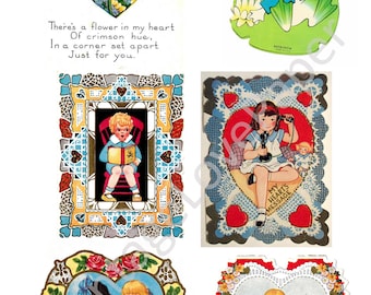 OFFER!!! +100 Vintage Printable Valentine Treasure Cards, 30s-70s vintage cute love cards, PDF Instant Digital Download Valentines  (Lot 2)