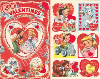 OFFER!!! 14 Vintage valentine BOOKS, cut out cards books, +500 vintage cute love valentines cards, PDF Instant Digital Download Valentines