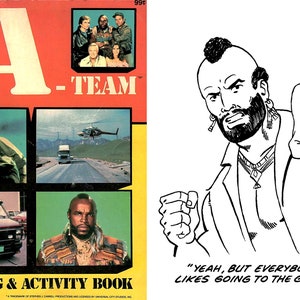 The A-TEAM vintage coloring and activity book, printable coloring book, instant download, 42 pages, PDF format