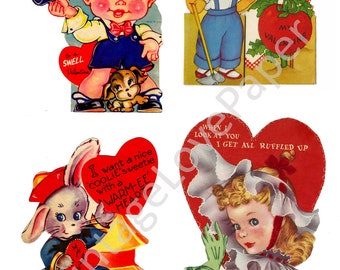 OFFER!!! 110 Vintage Printable Valentine Treasure Cards, 30s-70s vintage cute love cards, PDF Instant Digital Download Valentines  (Lot 3)