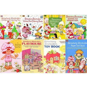 OFFER!! 8 Strawberry Shortcake's books: 3 vintage coloring books + 1 Busy book + 4 paper dolls, instant download, PDF format