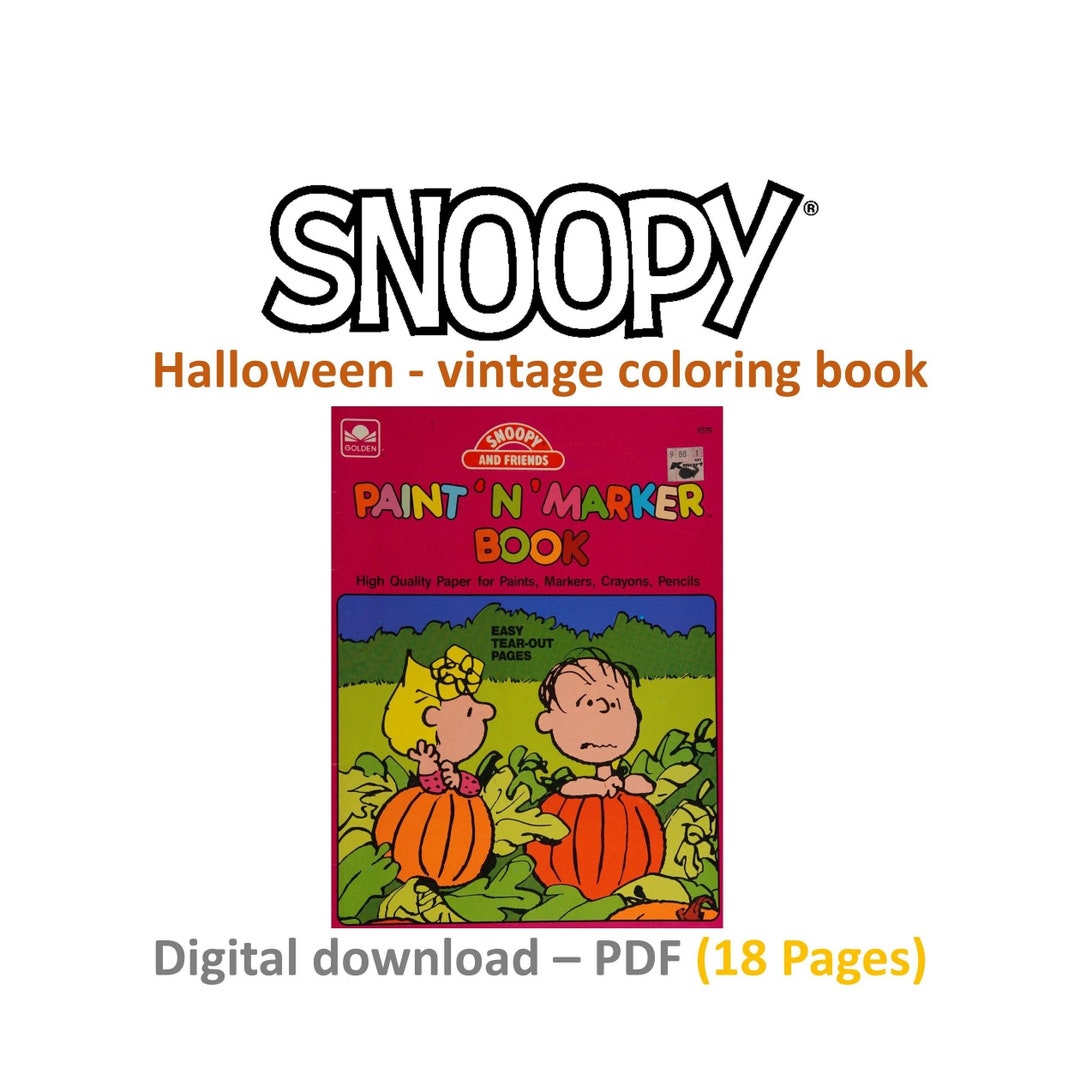 Vintage Snoopy Halloween Coloring Book, Peanuts Printable Coloring Book ...
