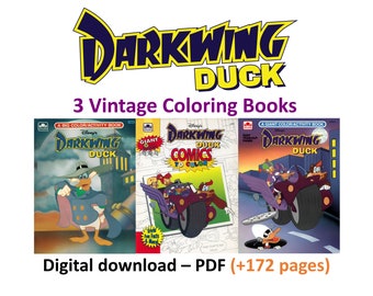 3 libri da colorare vintage Darkwing Duck, download istantaneo, libro da colorare e attività stampabile, formato PDF