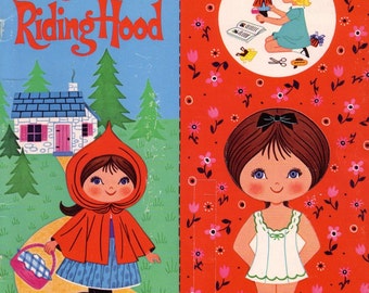 2 paper dolls books: story to read, little red riding hood and Goldilocks, vintage paper dolls, printable, instant download, PDF format