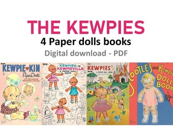 OFFER!! 4 Kewpie Vintage books paper dolls, printable ebook, Instant Download, PDF