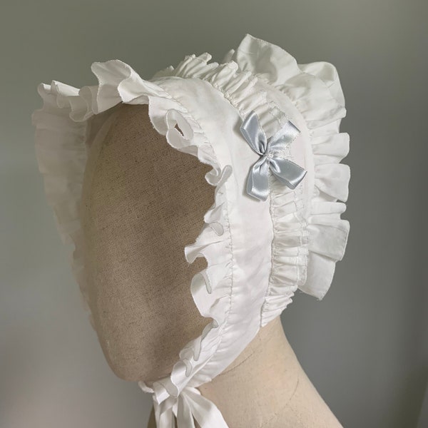 Regency Georgian Victorian cotton frilly cap bonnet