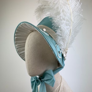 Aqua Blue Turquoise Moire Jane Austen Regency Bonnet