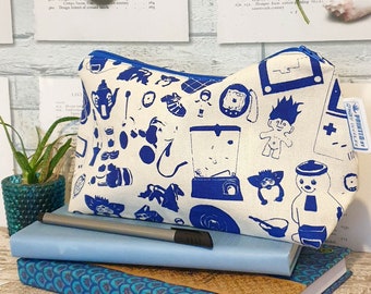 Handmade and Screen Printed Retro 90's Childhood Toys Wash Bag | Make up Storage | Unique Gift |