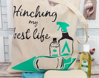 Hand Screenprinted Illustrated Tote Bag - 'Hinching My Best Life'
