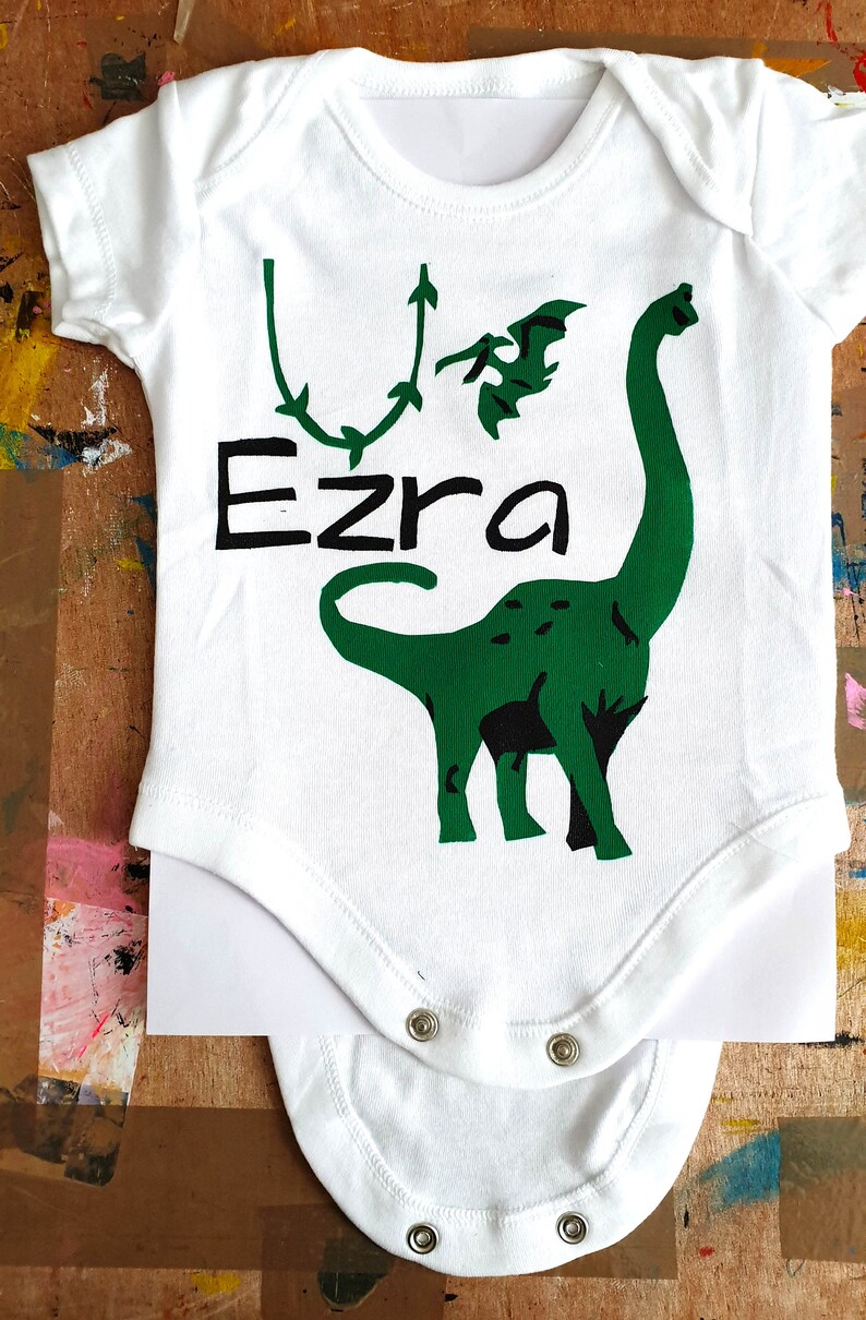 Custom/Personalised Illustrated Alphabet/Initial Hand Screenprinted Short/Sleeveless Baby Grow Baby Shower Gift image 7