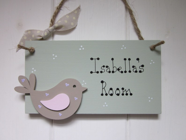 Cute Bird Personalised Name Bedroom Nursery Baby Door Sign Plaque - Etsy UK