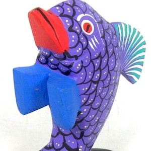 OAXACAN Wood Carving Fish - Juana Calvo - A Genuine Mexican Alebrije