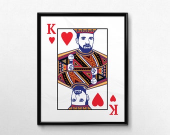 Drake Art, Playing Card Poster, Drake Wall Print, Rapper Art Gift