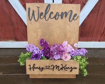 Personalized Flower Box Welcome Sign, Wedding Decor