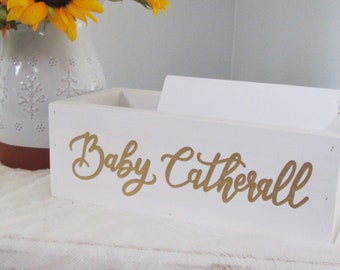 Personalized baby shower card holder, baby shower keepsake gift box, hand painted baby shower decor, rustic home decor, new baby gift