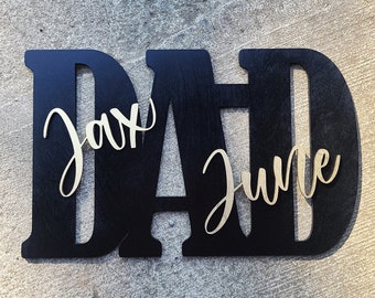 Personalized father's day gift, gift for dad, Dad sign with kid's names, #1 dad wall decor, birthday gift for him, best dad ever