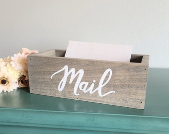 Custom mail holder, farmhouse home decor, personalized Mother's day gift for mom, mail organization, wooden mail box, housewarming gift