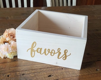 Wooden Favors Box | Wedding Favors Holder | White and Gold | Favors for Wedding | Rustic Wedding Decor | Backyard Garden Wedding Decor