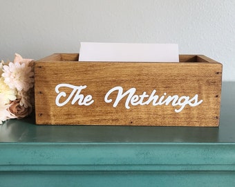 Rustic wooden card box, wood card holder, baby or bridal shower decor, engagement party decoration, wedding reception gift table box, party