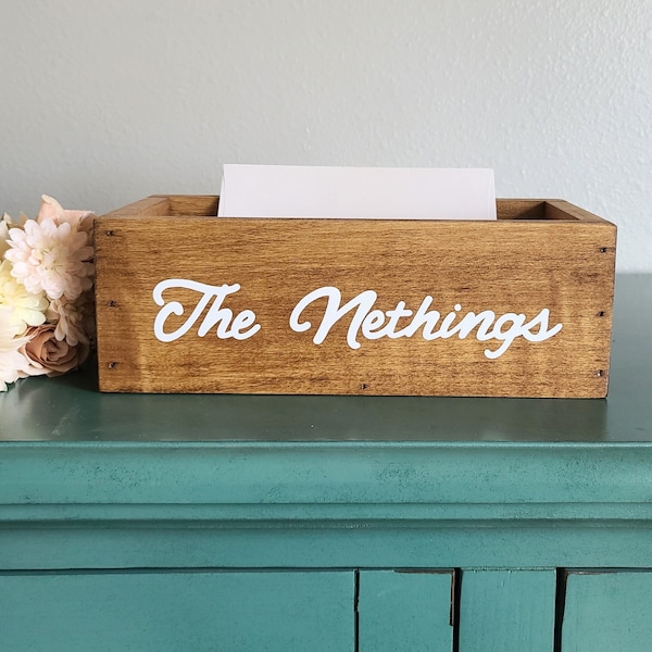 Rustic wooden card box, wood card holder, baby or bridal shower decor, engagement party decoration, wedding reception gift table box, party