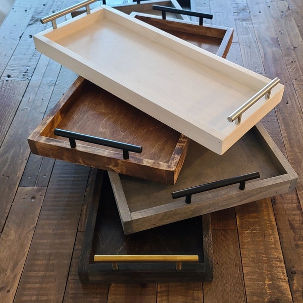 Wooden centerpiece serving tray, ottoman coffee table tray, charcuterie board, Mother's day gift for mom, cheese board, wood serving tray