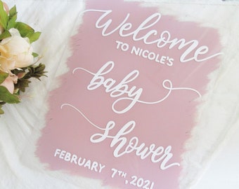 Personalized Baby Shower Welcome Sign - Gender Reveal Baby Shower - Coed Baby Sprinkle - Hand Painted Acrylic Signage