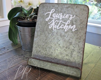 Personalized stocking stuffer, personalized cookbook or tablet stand, farmhouse kitchen decor, pantry organization, mother's day gift