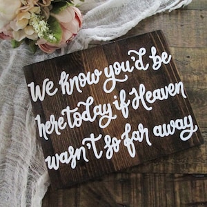 Wooden Heaven sign, we know you&#39;d be here today, reserved wedding sign, photo wall memory sign, in loving memory, celebration of life sign
