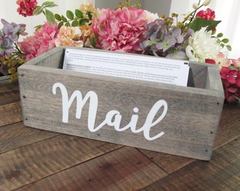 Mother's day gift, wooden mail holder, mail organizer, farmhouse kitchen decor, rustic home decor, anniversary gift for her, bill holder