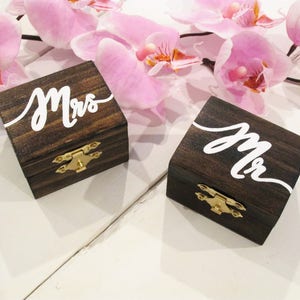 Mr and Mrs ring boxes, His and hers ring boxes, ring box set, wedding ring boxes, custom ring boxes, wedding ring holder, ring bearer box