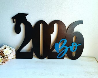 Personalized Graduation Year Wood Sign, Custom Grad gift, Class of 2026, Graduation party decor