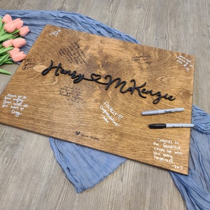 Personalized Large Wood 3D Wedding Guest Book Alternative, Unique Keepsake Last Name Guestbook Board, Connecting Heart Guestbook with Names