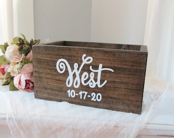 Personalized open top wedding card box, custom wedding reception gift table decor, housewarming real estate gift, last name gift for bride