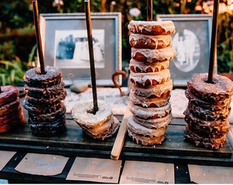 Wood donut stand for up to 66 donuts choose from 11 colors, wedding donut bar, wooden donut holder, dessert bar, candy bar, dessert station