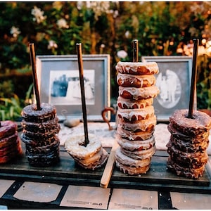Wood donut stand for up to 66 donuts choose from 11 colors, wedding donut bar, wooden donut holder, dessert bar, candy bar, dessert station