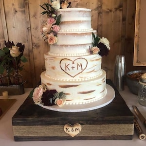 Personalized rustic wedding cake stand, custom cupcake holder, cake plate riser, reception table decor, graduation party decor, baby shower